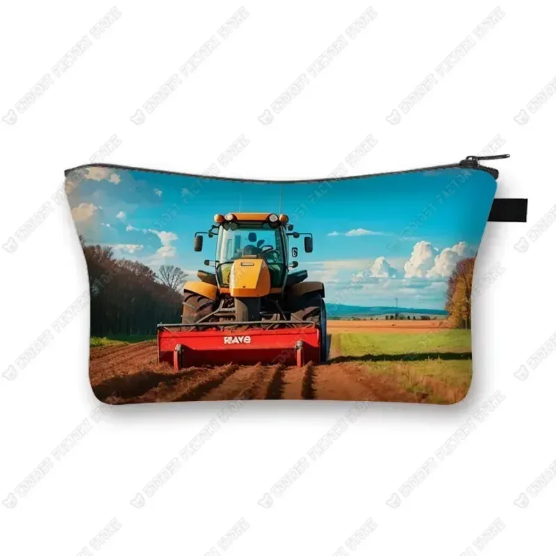 trousse de maquillage de ferme pour femme, jeu avec le tracteur, boîte de maquillage, stockage de poudres, portefeuille pour femme, étui cosmétique, récolte