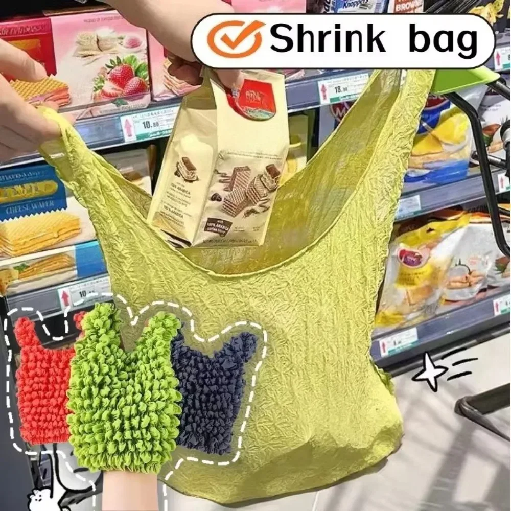 nouveau sac à bulles pliable et extensible, mini sac de courses plissé, grande capacité, sac à main élastique portable, sac de rangement