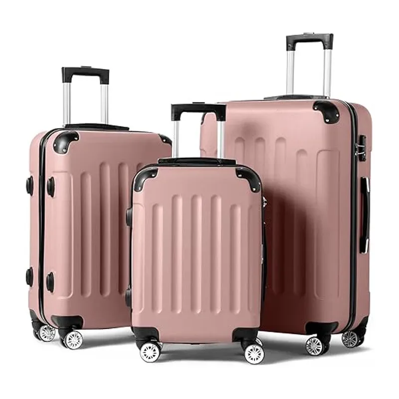 ensemble de bagages 3 pièces, valises légères de voyage avec roulettes, serrure tsa et coin rigide, ensembles de bagages de voyage familial