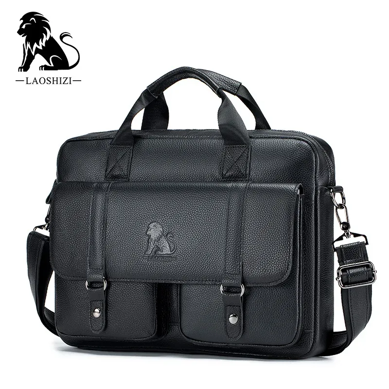 nouvelle sacoche pour homme en cuir véritable à 100 %, sacoche pour ordinateur portable, grande capacité, sac à main d'affaires, sac à bandoulière décontracté, sac messager