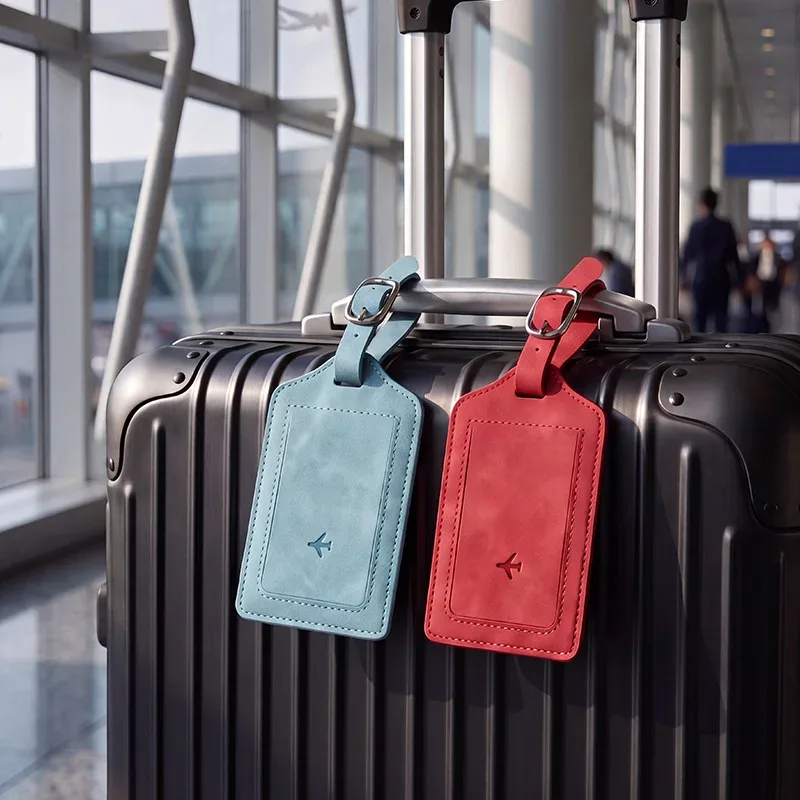 1 étiquette de bagage en cuir pu pour femmes et hommes, accessoires de voyage, étiquettes de valise, étiquettes de nom, d'identité et d'adresse, étiquettes de sac pour bagages