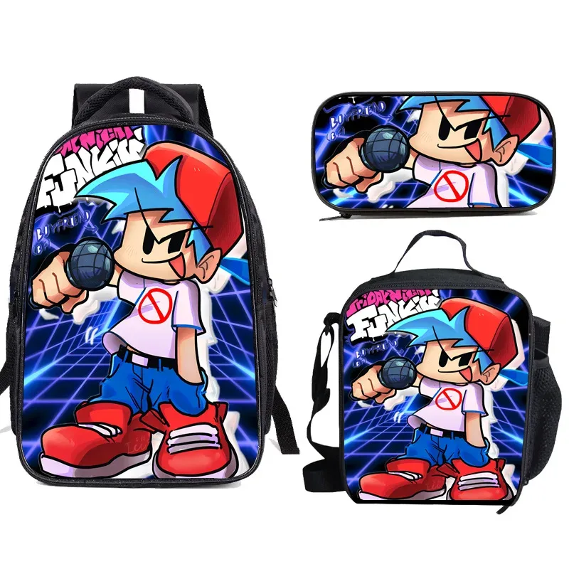 sac à dos friday night funkin, coffret de trois, trousse à crayons, sac à dos friday night funkin