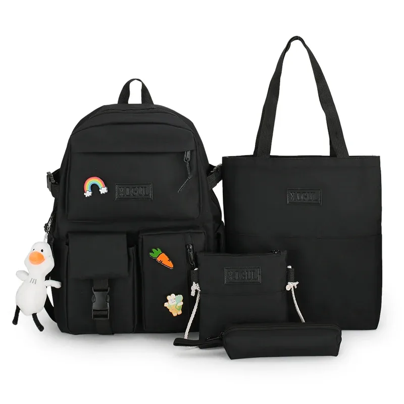 sac à dos d'école kawaii pour enfants, cartable pour femme, sacs d'école pour adolescentes, ensembles de 4 pièces, 138