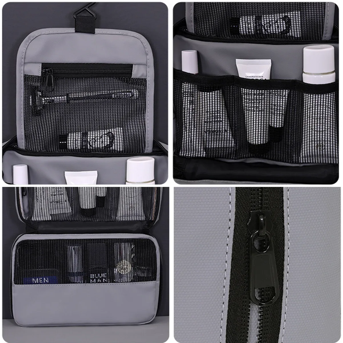 trousse de toilette pliable pour hommes, voyage d'affaires, plusieurs poches, étuis de maquillage cosmétiques, organisateur de rangement suspendu, sac de lavage