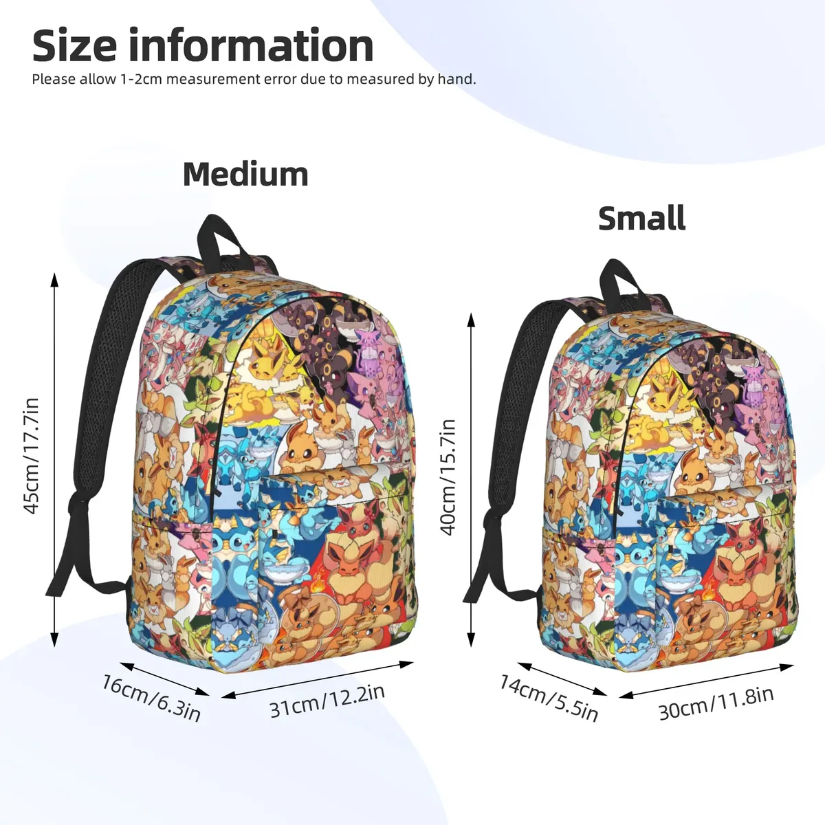 sac à dos portable à thème pokemon eeveelution collage, à la mode, pour le travail, avec fermeture à glissière