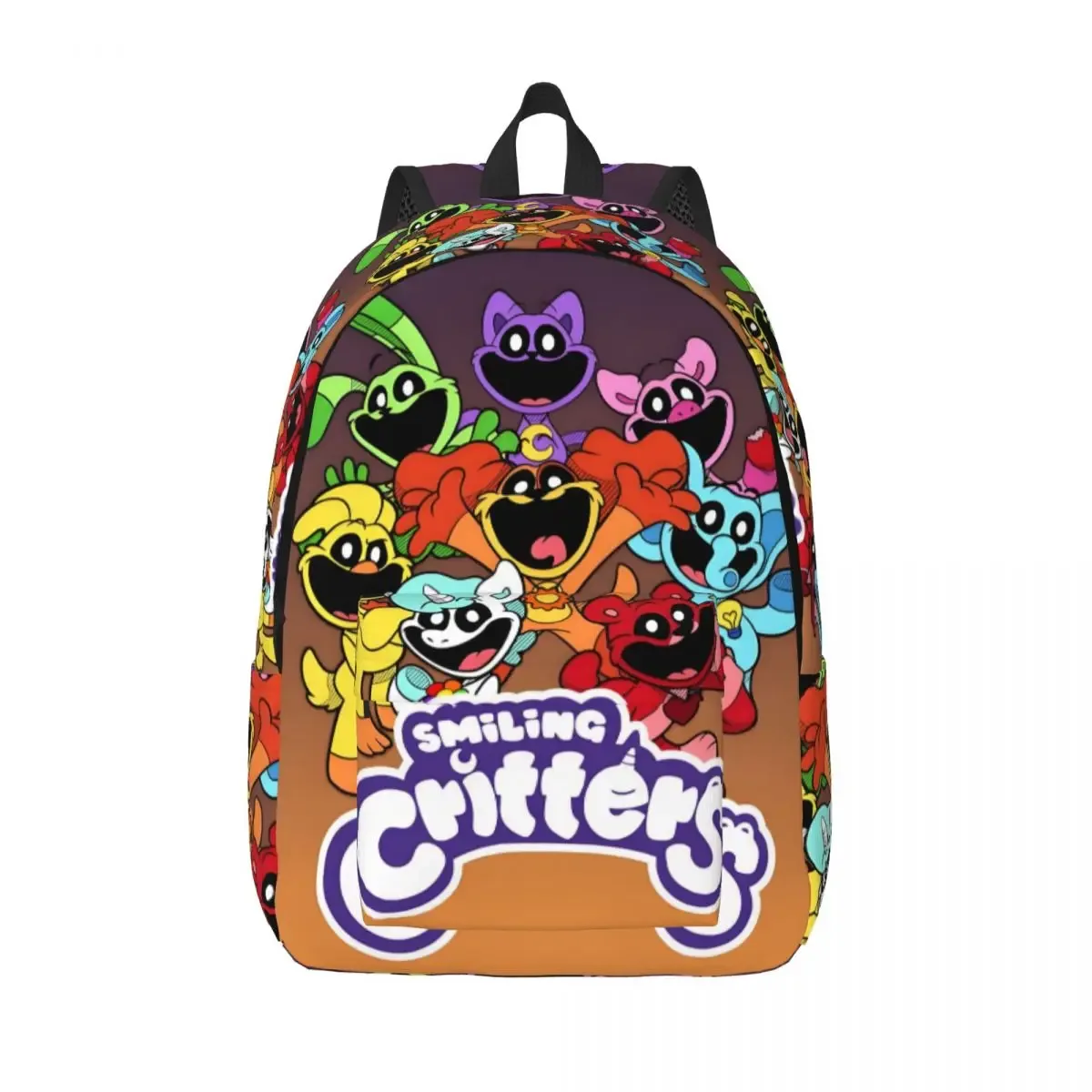 sac à dos en toile personnalisé avec impression 3d de créatures souriantes pour garçons et filles, sacs de voyage pour collège et école, sac à livres pour ordinateur portable de 15 pouces