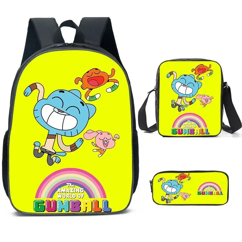 gumball amazing world – sac à dos, sac à déjeuner, trousse à crayons, ensemble cadeau pour enfants et étudiants