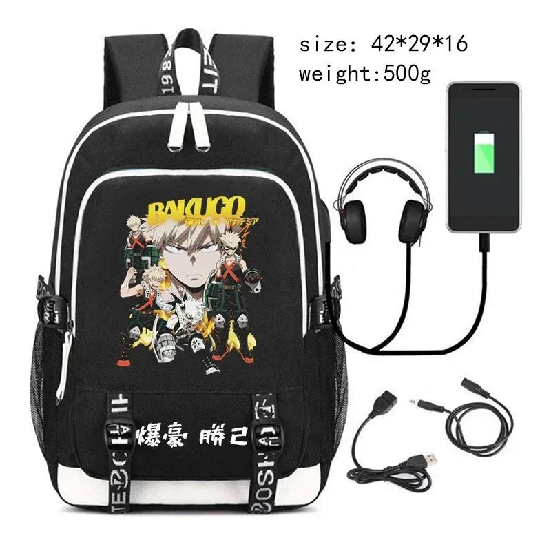 my hero academia bakugo sac à dos pour adolescent étudiant anime cartable usb voyage sac à dos grande capacité ordinateur portable sacs d'école cadeau