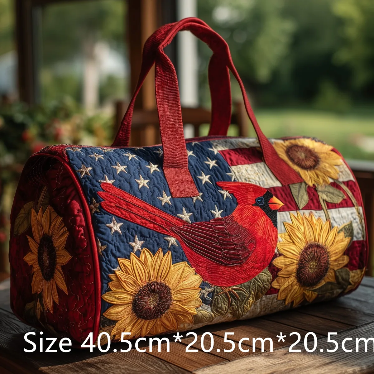 sac de voyage matelassé vintage pour femme, motif étoiles et rayures patriotiques, imprimé 3d roses et cardinaux, sac de week-end, sac de sport, sac de nuit
