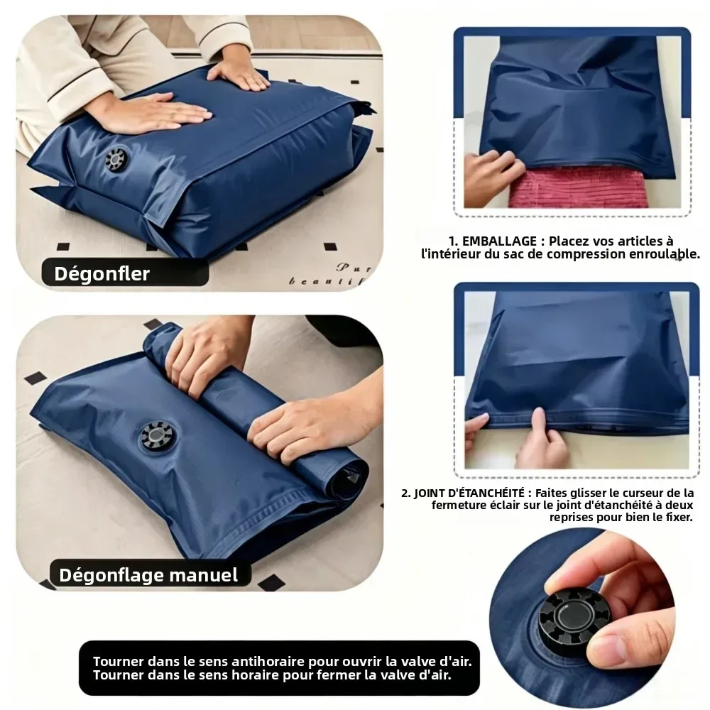 sacs de rangement sous vide pour voyage, économiseurs d'espace, réutilisables, résistants à la poussière et à l'humidité, sacs de compression durables pour valises de voyage
