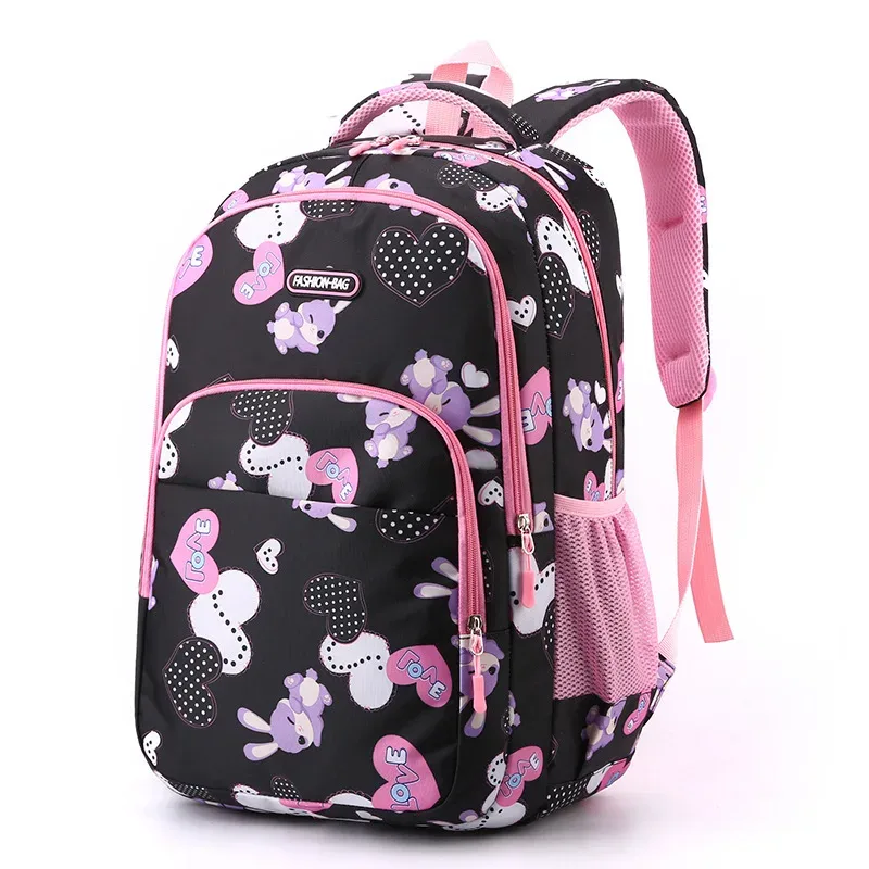 sac à dos lapin mignon pour élèves du primaire et du collège, sacs à double épaule imprimés à motif de dessin animé doux, cadeaux pour filles