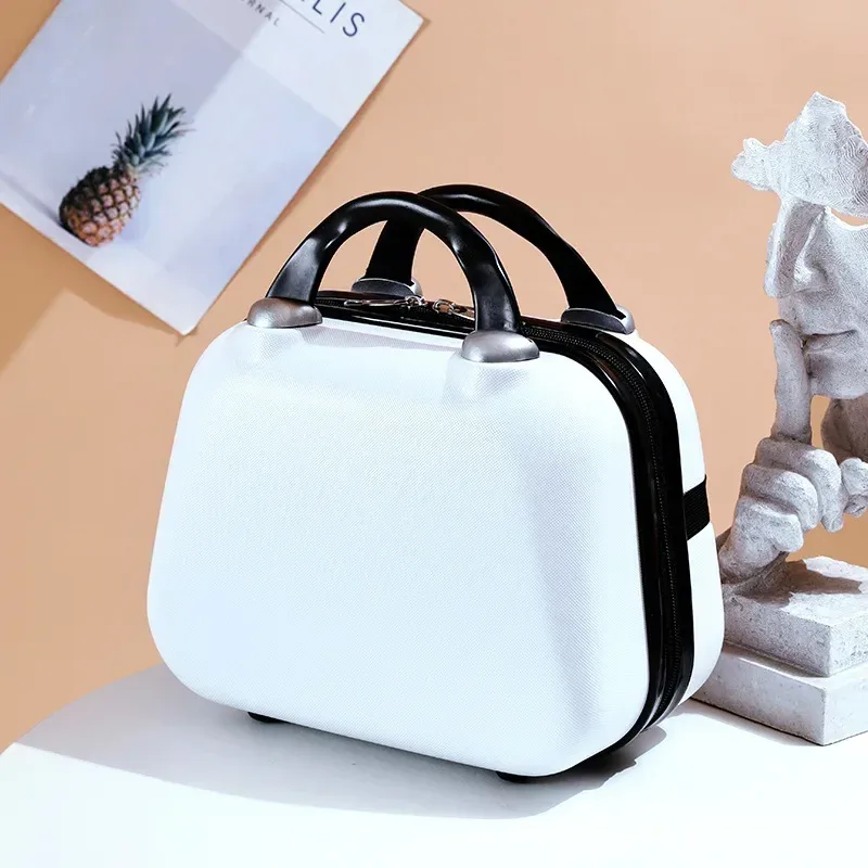 sac de maquillage de voyage pour femmes de 14 pouces, mini valise compacte en plastique abs, design uni, idéal pour un usage personnel