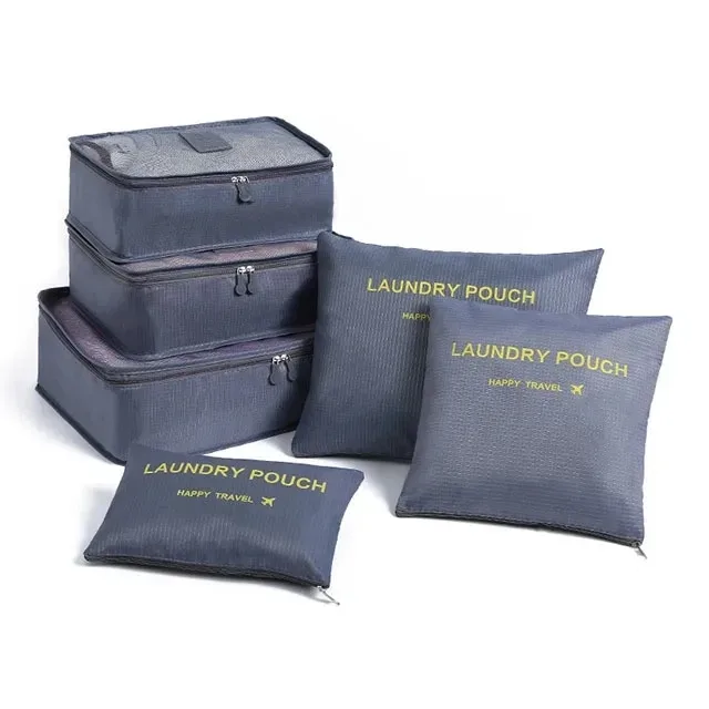 6/7 pièces ensemble organisateur de voyage sacs de rangement emballage multifonction cube sac pour vêtements bien rangé portable garde-robe valise pochette