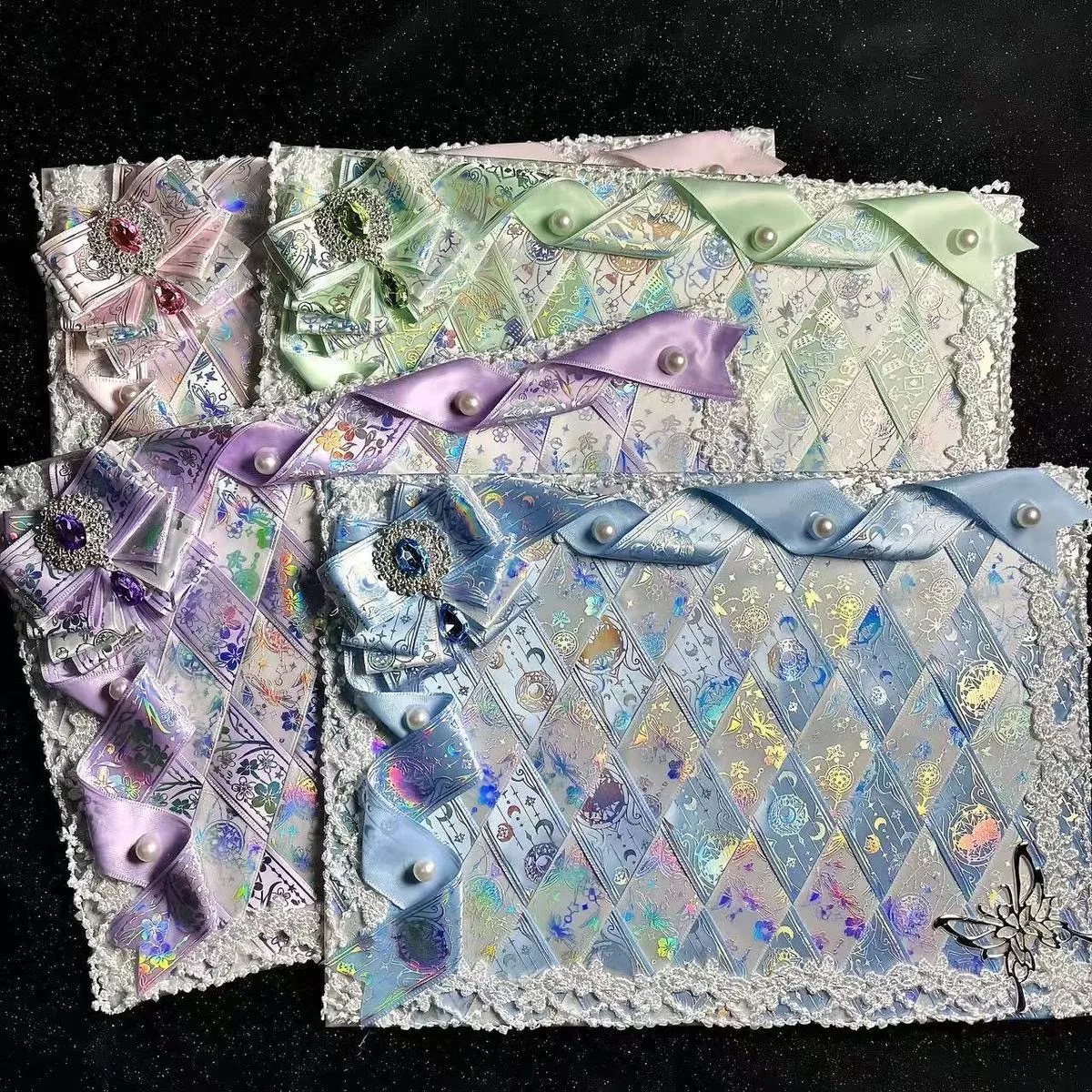 planche de présentation ita en dentelle faite main avec nœud en ruban, accessoire décoratif pour sac ita anime et sac à bandoulière