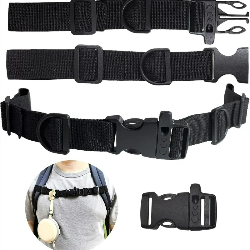 Sangle de poitrine tactique en nylon noir pour sac à dos, réglable avec double boucle à dégagement rapide, pour camping en extérieur, sangle de sac de poitrine en sangle.