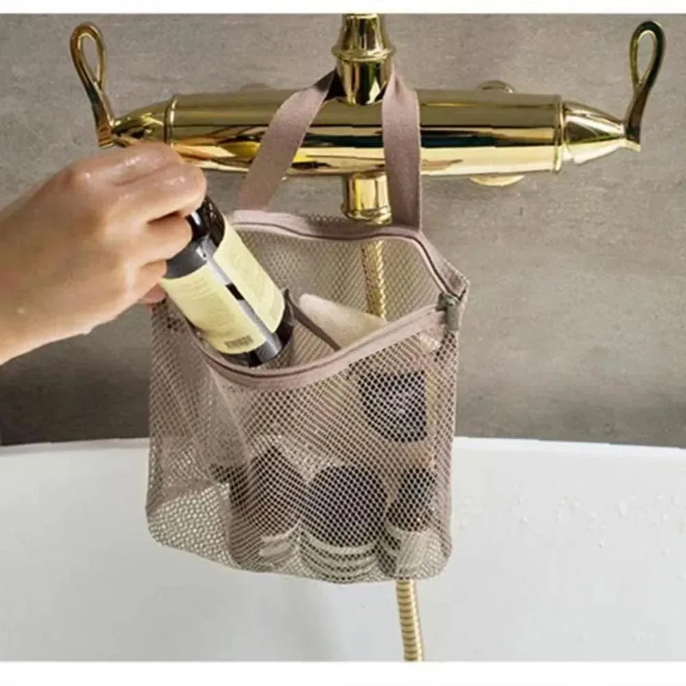 sac de douche de rangement de voyage en maille, sac de toilette de plage, sac à cosmétiques, sac à main en maille, sac de rangement d'articles de toilette pour l'extérieur suppleis