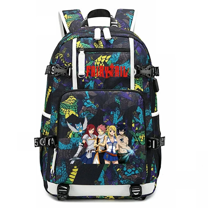 sac à dos d'école imprimé fairy tail anime, grande capacité, sac à livres pour adolescents et enfants, sac à dos de voyage décontracté