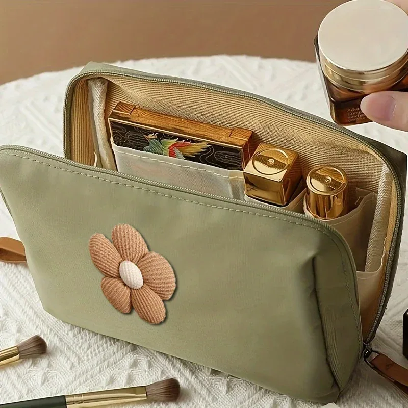 Pochette à cosmétiques à fleurs, 1 pièce, sac de rangement de maquillage Portable léger, étui de maquillage féminin, pochette de rangement, sac à cosmétiques pour voyage