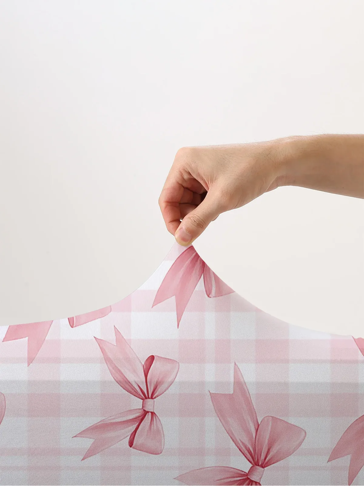 housse de bagage à carreaux rose et blanc avec nœud rose, adaptée aux bagages de 18 à 32 pouces, gant de protection pour poignée de bagage, accessoires de voyage