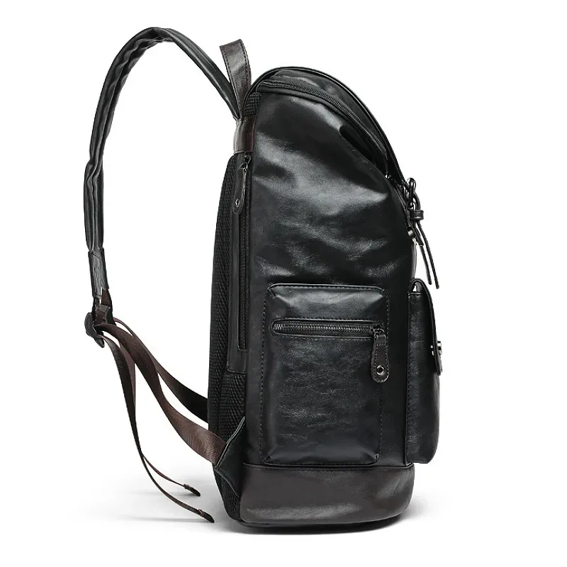 grand sac à dos de voyage antivol en cuir pour hommes sacs pour ordinateur portable hommes noir pu sac à dos garçon grande capacité école homme d'affaires 가mochilas