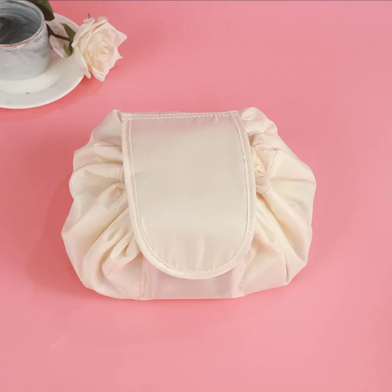 sac de rangement de maquillage élastique à cordon de serrage pour femmes, sac de voyage portable noir de grande capacité, sacs de rangement tendance