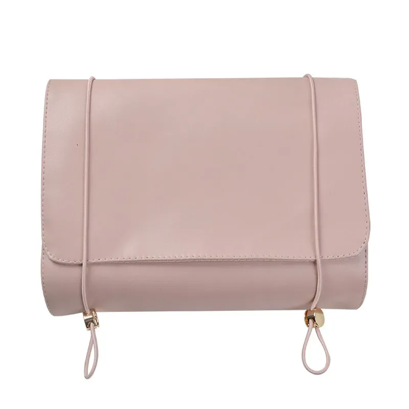 sac à cosmétiques en cuir pu avec lettres personnalisées, sac de rangement pour pinceaux de maquillage de voyage, sac de lavage quatre en un détachable, pratique à la mode