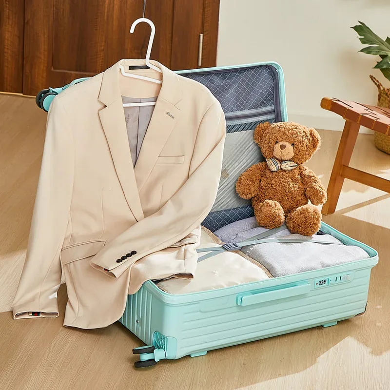 bagage roulant de grande capacité de 20 à 26 pouces, avec porte-gobelet, sac de voyage, support de téléphone portable pratique, valise roulante de voyage simple