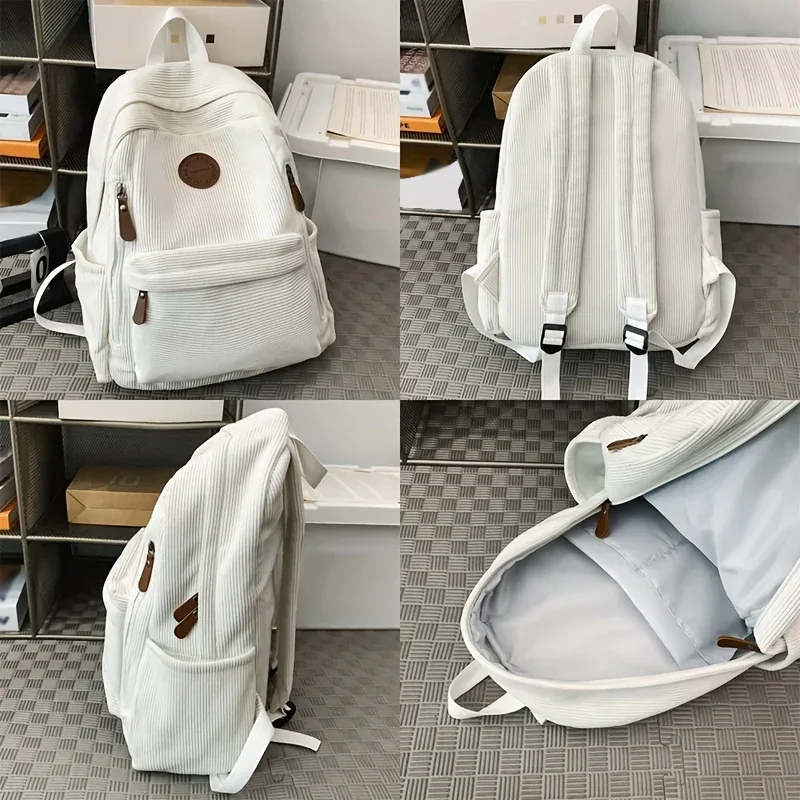 sac à dos en velours côtelé vert olive pour femme, grande capacité, sac à dos décontracté, travail, école, voyage, cadeau idéal pour les étudiants, école
