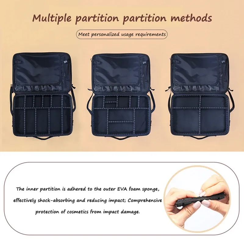 trousse à cosmétiques professionnelle pour femme, sacs à cosmétiques en cuir, oxford imperméable, grande capacité, étui de maquillage de voyage pour maquilleuse