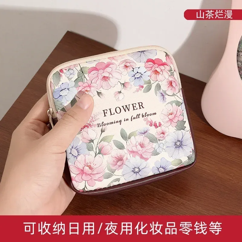 sac de maquillage cosmétique créatif, porte-monnaie de grande capacité, sac pour serviettes hygiéniques, mini organisateur de câbles de données portables pour femmes et filles