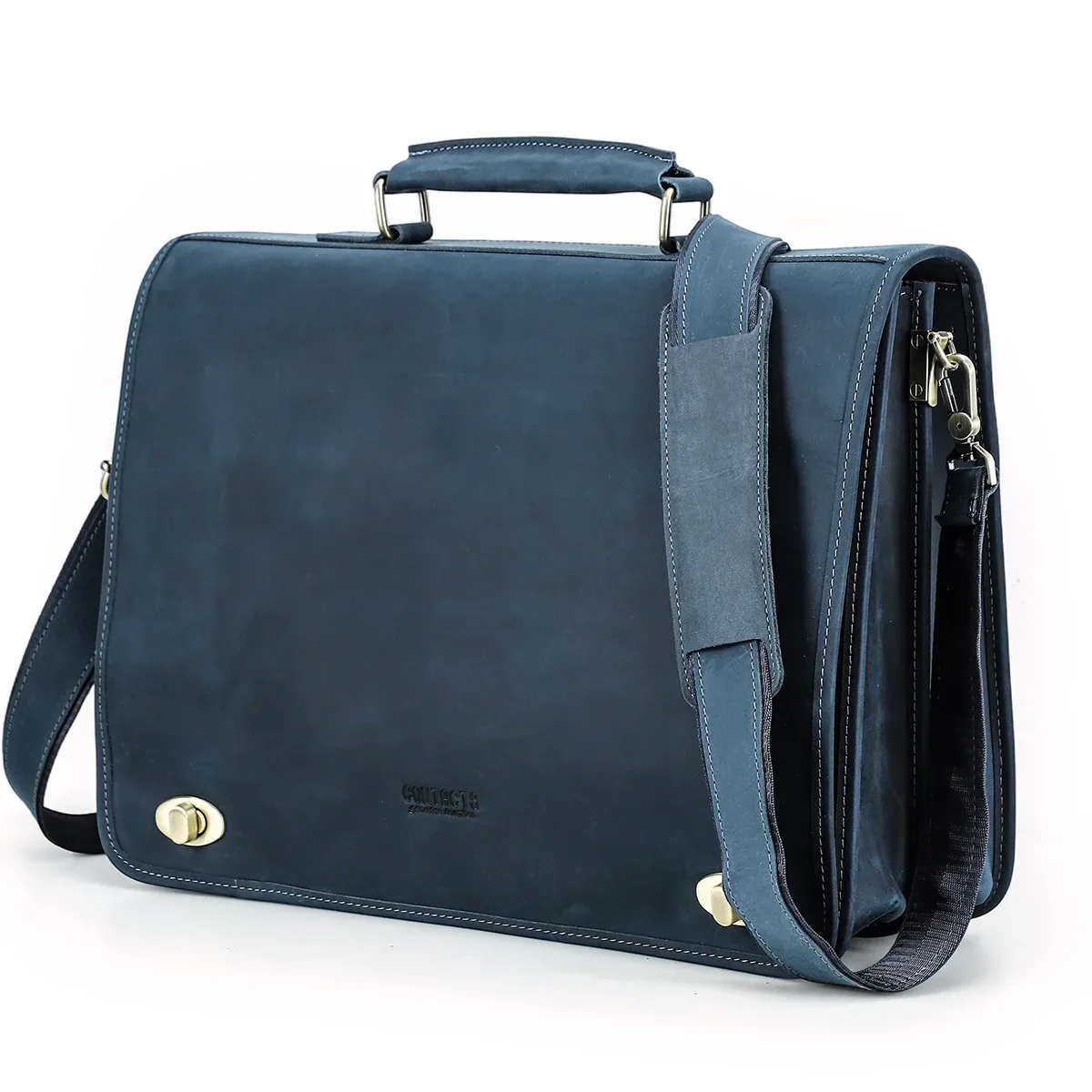 contact's-sac à main en cuir pour hommes d'affaires, sacoche à rabat de marque de luxe, fourre-tout de 15.6 pouces