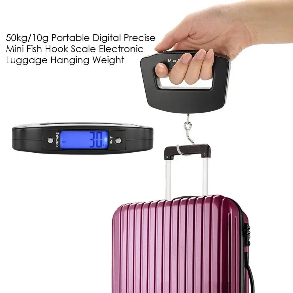balance portable avec écran lcd numérique, 110lb/50kg, crochet de suspension pour bagages électroniques, valise de voyage, sac à bagages, outils d'équilibre du poids