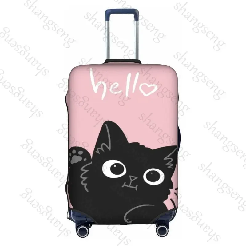 housse de protection élastique épaisse pour bagages, chat noir de dessin animé mignon, combinaison à fermeture éclair pour sac de 18 à 32 pouces, housse de chariot pour valise de voyage