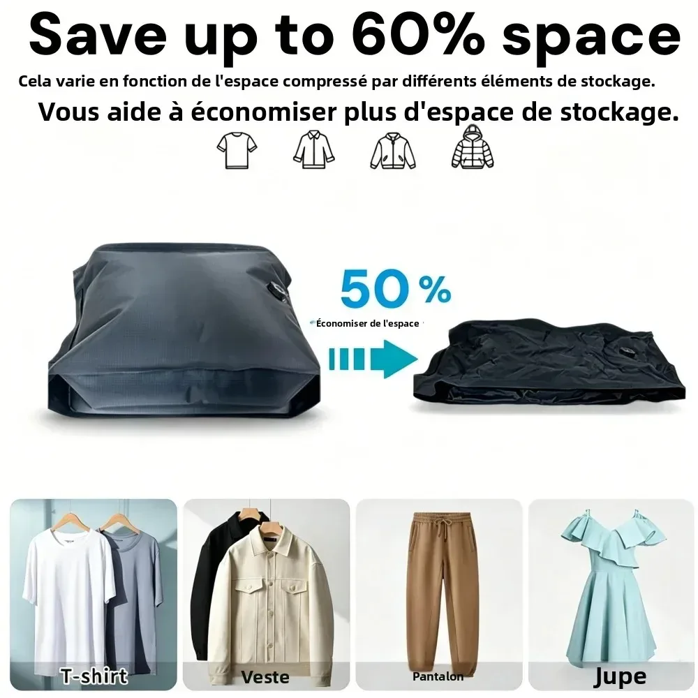 sacs de rangement sous vide pour bagages de voyage, sacs de compression épais et étanches, économiseurs d'espace pour vêtements, organisateur de voyage et de camping