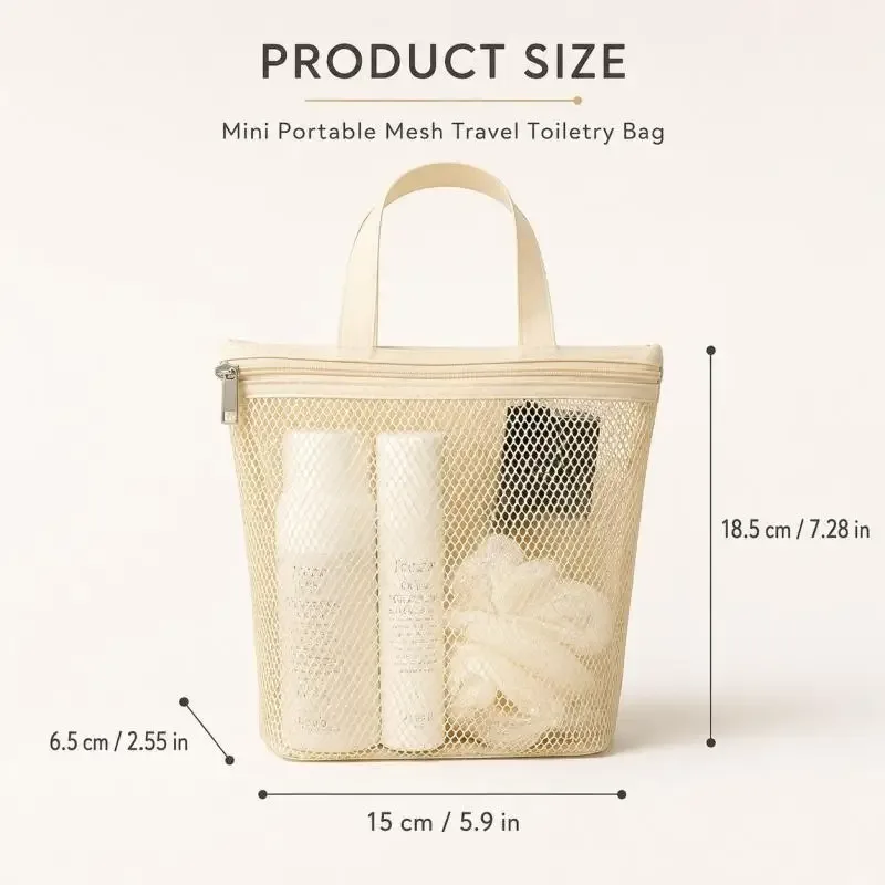 mini trousse à cosmétiques en maille avec poignée, organiseur portable à fermeture éclair pour maquillage et articles de toilette, pour voyage, salle de bain, salle de sport, 4 couleurs