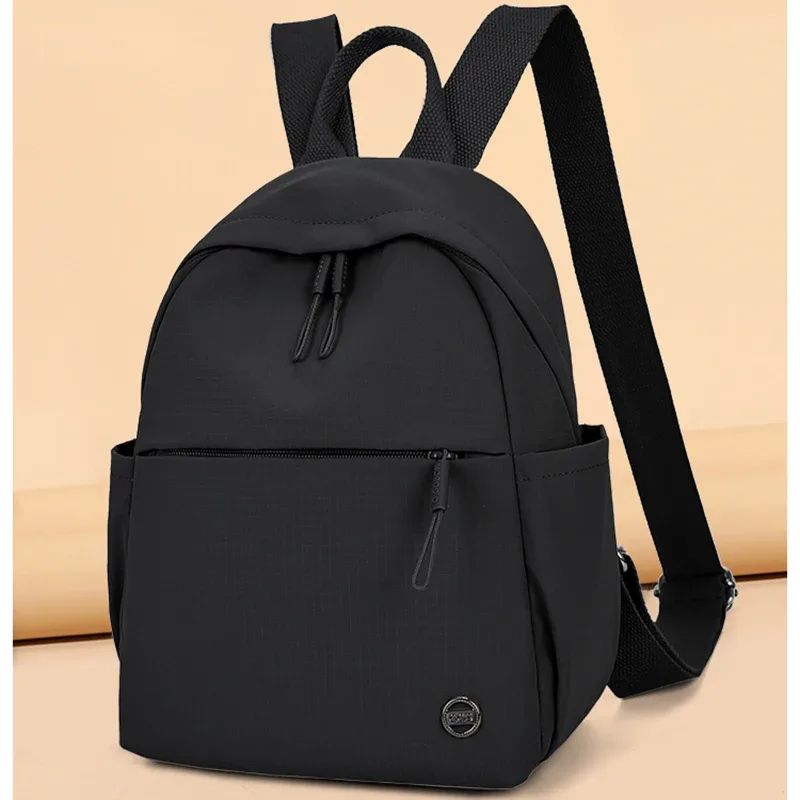 sac à dos tendance en nylon imperméable pour femmes, couleur unie, simple, loisirs, voyage, sacs à bandoulière pour adolescents