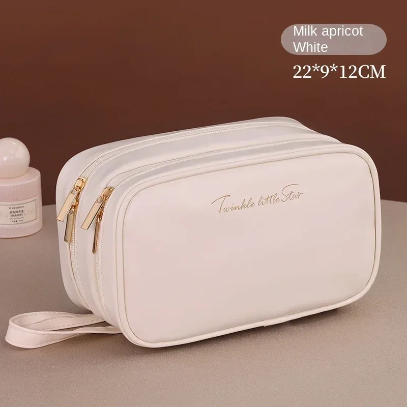 trousse à cosmétiques double couche pour femme, trousse à crayons portable, trousse de maquillage grande capacité, essentiels de voyage, évaluation des cosmétiques, nouveau