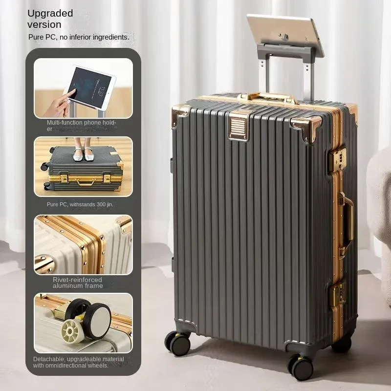 valise antichoc et résistante aux chutes de 20 à 30 pouces, grande capacité, bagage de voyage, cadre en aluminium, serrure à code, valise à roulettes pour étudiants
