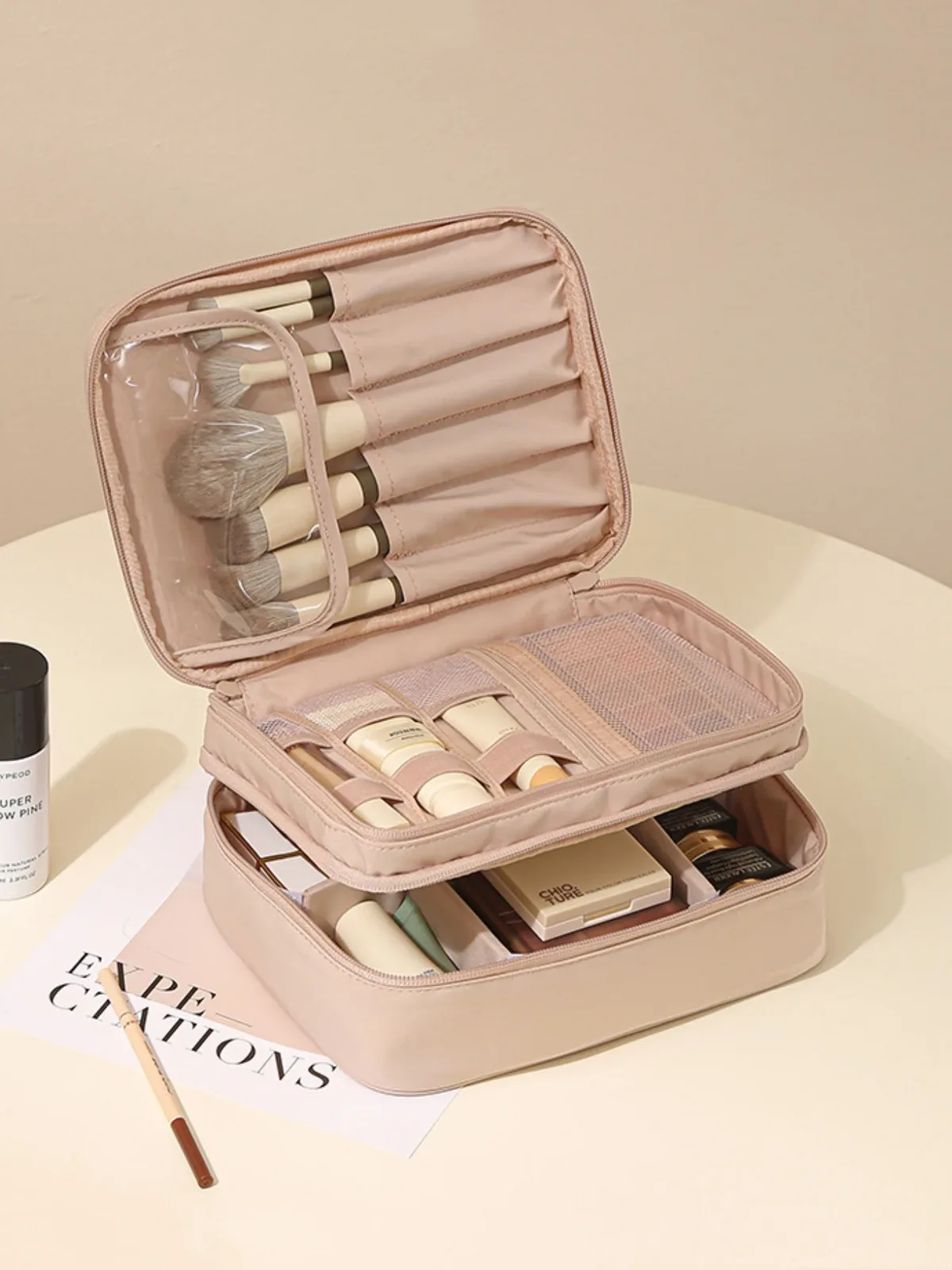 matériel en tissu oxford épais, simple ou double couche, trousse de toilette et de maquillage à la mode, adaptée aux voyages, aux voyages au travail, aux sorties quotidiennes, aux câbles de données