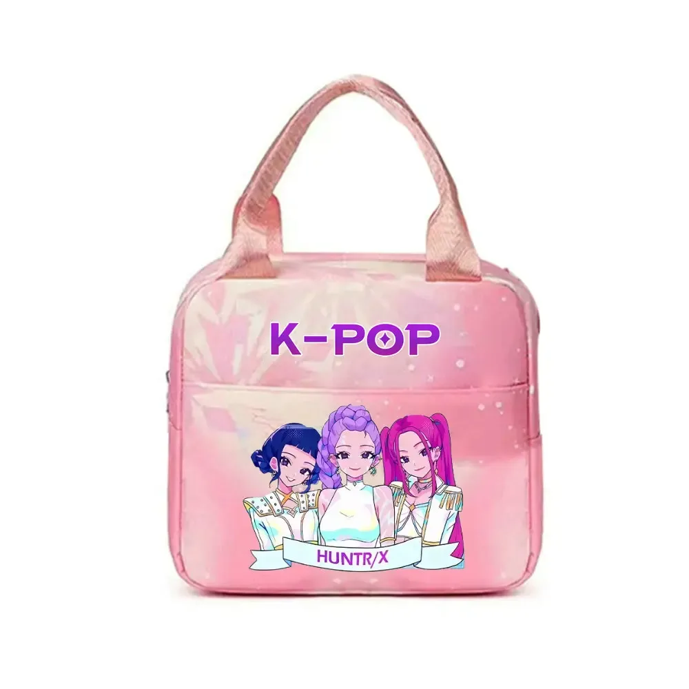 kpop demon hunters office workers avec sac à déjeuner portable isolé de grande capacité, sac à bandoulière à double usage