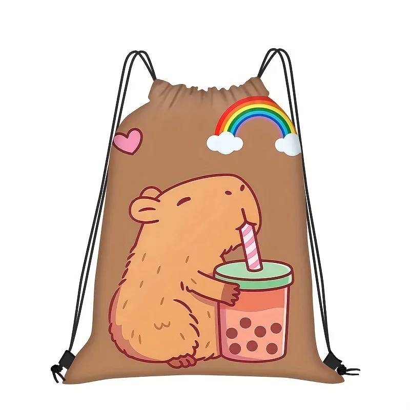 sac à dos à cordon de serrage capybara mignon pour fille, sac à dos décontracté pour les voyages quotidiens, cadeau d'anniversaire, 1 pièce