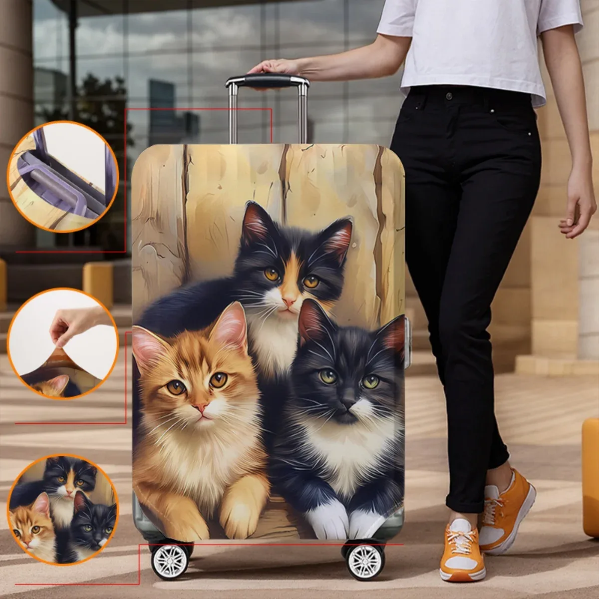 housse de protection pour bagages à motif de dessin animé, ensemble adapté aux housses de bagages de 18 à 32 pouces, housse de poignée de bagages, accessoires de voyage