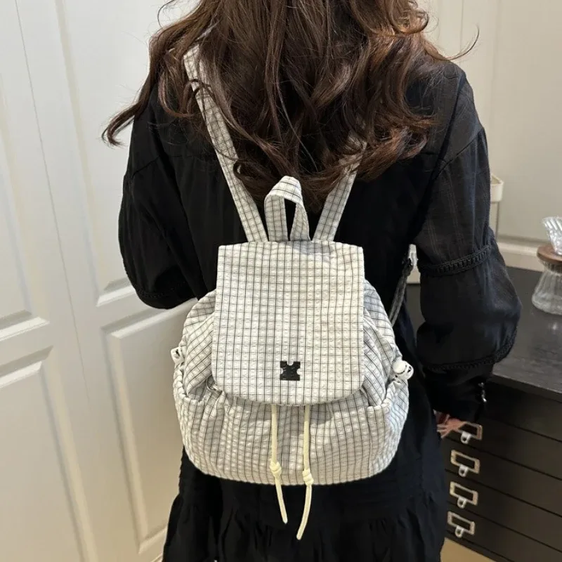 Sac à dos à cordon de serrage tendance, petit sac à dos à rabat, sac à bandoulière décontracté avec bretelles réglables, sac à dos mignon pour l'école au quotidien