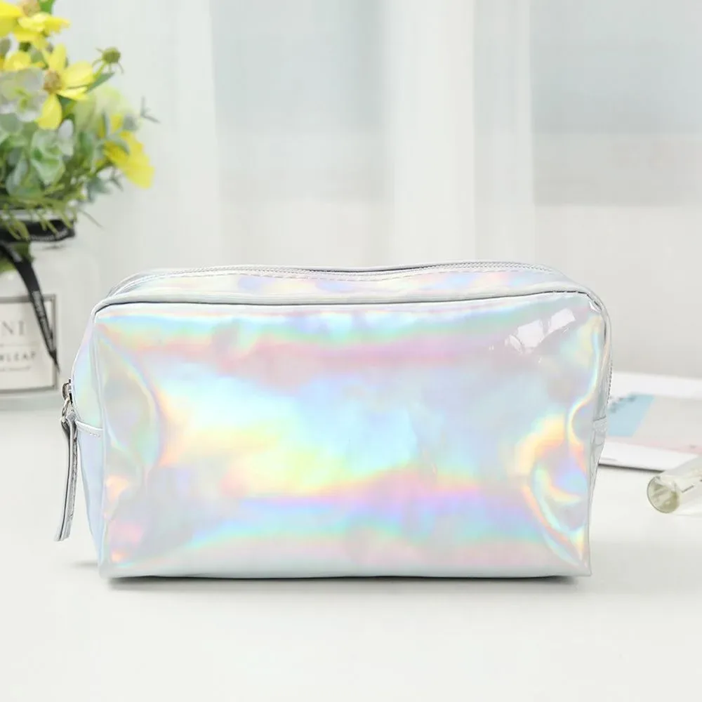 sac de toilette portable couleur unie, grande capacité, imperméable, pour maquillage, cadeau, voyage