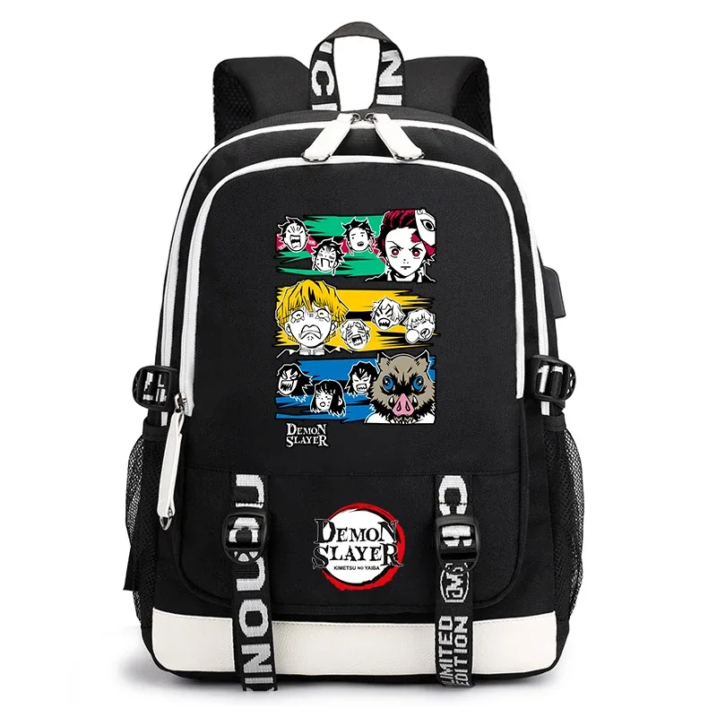 sac à dos demon slayer anime pour l'école, sac à dos léger avec port usb pour garçons, filles, enfants, étudiants