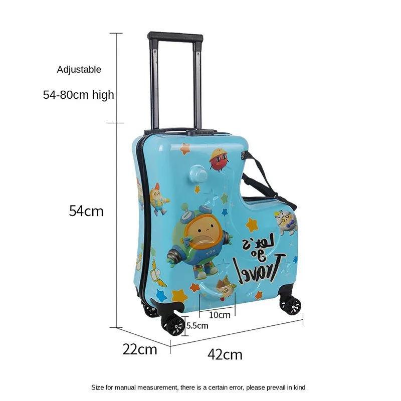 les valises de voyage pour enfants peuvent s'asseoir et monter sur les bagages à roulettes, valises mignonnes de dessin animé pour enfants sur roues, valise à mot de passe de cabine de 20 pouces