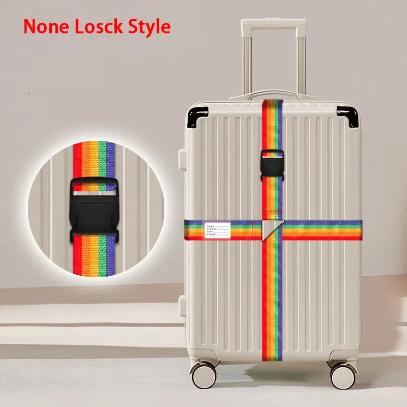 sangles de bagages en nylon avec porte-carte d'identité, réglables, pour l'organisation des bagages, avec serrure à combinaison, accessoires de voyage anti-perte