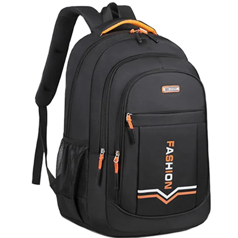 sac à dos de voyage noir uni décontracté, résistant aux chocs, pour adolescents, employés de bureau et randonnées en plein air