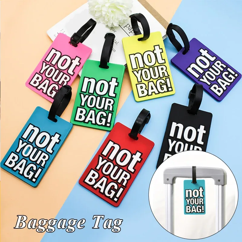 étiquettes de bagage en silicone portable, étiquette de valise, style dessin animé, lettre créative, accessoir