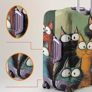 housse de bagage imprimée chat de dessin animé, adaptée aux bagages de 18 à 32 pouces, manchon de poignée de bagage, accessoires de voyage